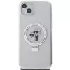 Capa rígida Karl Lagerfeld KLHMP15MHMRSKCH iPhone 15 Plus / 14 Plus 6,7 polegadas branca com anel de suporte Karl & Choupette MagSafe