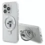 Capa rígida Karl Lagerfeld KLHMP15LHMRSKCH com anel de suporte MagSafe para iPhone 15 Pro 6,1 polegadas branca