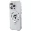 Capa rígida Karl Lagerfeld KLHMP15LHMRSKCH com anel de suporte MagSafe para iPhone 15 Pro 6,1 polegadas branca