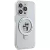 Capa rígida Karl Lagerfeld KLHMP15LHMRSKCH com anel de suporte MagSafe para iPhone 15 Pro 6,1 polegadas branca