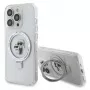 Capa rígida Karl Lagerfeld KLHMP15XHMRSKCH com anel de suporte para iPhone 15 Pro Max 6,7 polegadas branca MagSafe Karl & Choupette