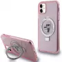 Capa rígida Karl Lagerfeld KLHMN61HMRSKCP iPhone 11 / XR 6.1 rosa com anel de suporte Karl & Choupette MagSafe