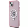 Capa rígida Karl Lagerfeld KLHMP15SHMRSKCP iPhone 15 / 14 / 13 6,1 polegadas rosa com anel de suporte Karl & Choupette MagSafe