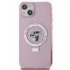 Capa rígida Karl Lagerfeld KLHMP15SHMRSKCP iPhone 15 / 14 / 13 6,1 polegadas rosa com anel de suporte Karl & Choupette MagSafe