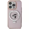 Capa rígida Karl Lagerfeld KLHMP15SHMRSKCP iPhone 15 / 14 / 13 6,1 polegadas rosa com anel de suporte Karl & Choupette MagSafe
