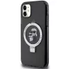 Capa rígida Karl Lagerfeld KLHMN61HMRSKCK com anel de suporte para iPhone 11 / Xr 6.1 preta MagSafe Karl & Choupette