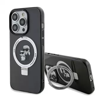 Capa rígida Karl Lagerfeld iPhone 13 Pro Max 6,7 polegadas com anel de suporte Karl & Choupette MagSafe preta