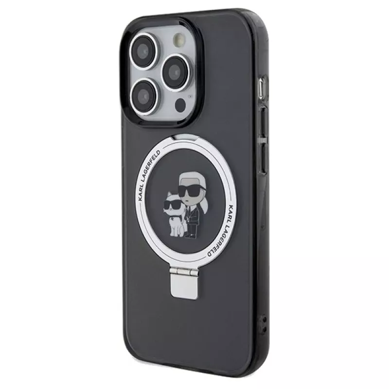 Capa rígida Karl Lagerfeld iPhone 13 Pro Max 6,7 polegadas com anel de suporte Karl & Choupette MagSafe preta