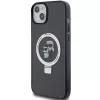 Capa rígida Karl Lagerfeld KLHMP15SHMRSKCK iPhone 15 / 14 / 13 6.1 preta com anel de suporte Karl & Choupette MagSafe