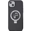 Capa rígida Karl Lagerfeld KLHMP15MHMRSKCK com anel de suporte MagSafe para iPhone 15 Plus / 14 Plus 6,7 polegadas preta