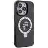 Karl Lagerfeld KLHMP15XHMRSKCK Capa rígida preta com anel de suporte Karl & Choupette MagSafe para iPhone 15 Pro Max 6,7