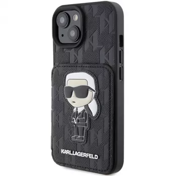 Karl Lagerfeld KLHCP15SSAKKNSCK Capa rígida Saffiano Ikonik preta para iPhone 15/14/13 6,1