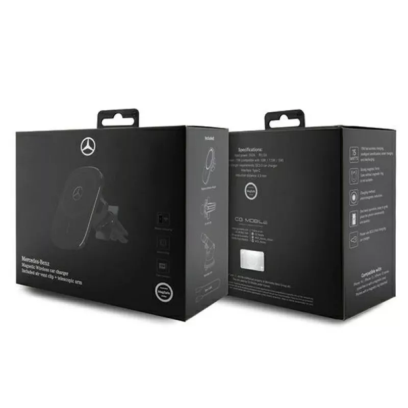Mercedes Silver Star Carregador de automóvel sem fios magnético 15W (preto)