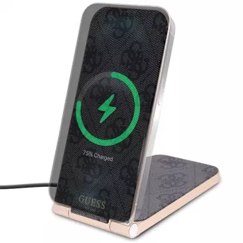 Guess Carregador sem fios 2 em 1 dobrável GUDCFAL4PEGK 15W preto padrão 4G MagSafe