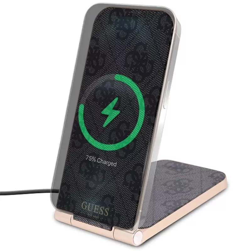 Guess Carregador sem fios 2 em 1 dobrável GUDCFAL4PEGK 15W preto padrão 4G MagSafe