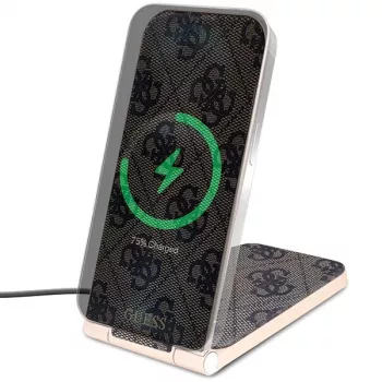 Guess Carregador sem fios 2 em 1 dobrável GUDCFAL4PEGW 15W castanho padrão 4G MagSafe