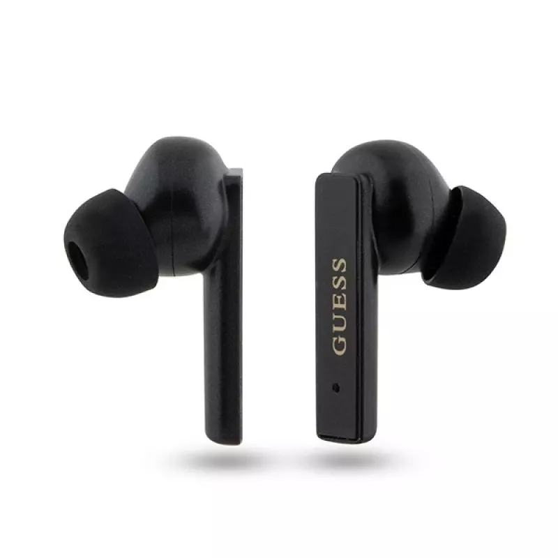 Guess Auscultadores Bluetooth True Wireless Stereo com logótipo impresso e estojo de carregamento (preto)