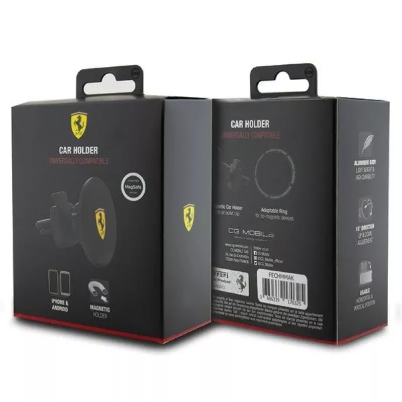 Ferrari Suporte magnético para telemóvel no automóvel FECHMMAK para saída de ar, preto, coleção 2023, compatível com MagSafe