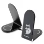 Karl Lagerfeld Carregador sem fios 2 em 1 dobrável KLDCRFALCHNK 15W preto Choupette MagSafe