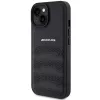 AMG AMHCP15MGSEBK Capa rígida em pele com linhas gravadas para iPhone 15 Plus / 14 Plus 6,7