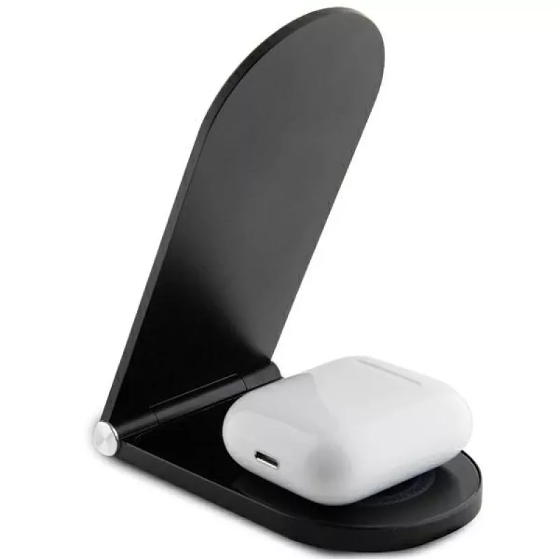 Ferrari Carregador sem fios 2 em 1 dobrável FECBFMALK 15W preto logótipo impresso MagSafe