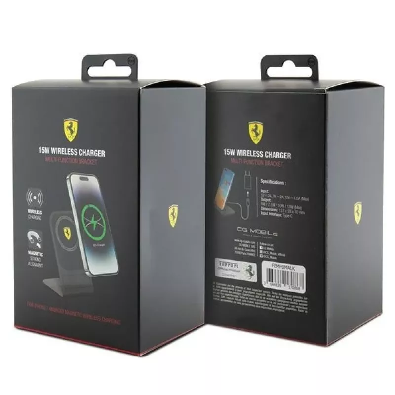 Ferrari Base de carregamento sem fios MagSafe 15W coleção 2023 - preta