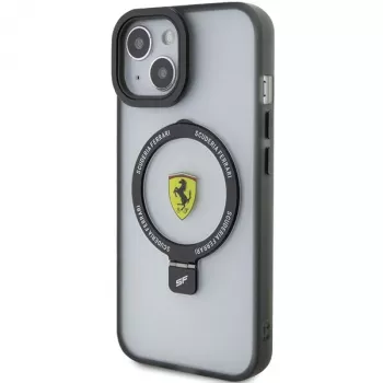 Ferrari FEHMP15SUSCAK Capa rígida preta com anel de suporte para iPhone 15 / 14 / 13 6,1