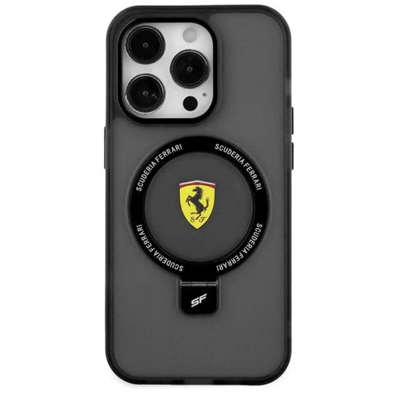 Ferrari FEHMP15MUSCAK Capa rígida transparente fumada com anel de suporte para iPhone 15 Plus / 14 Plus 6,7