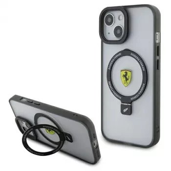 Ferrari FEHMP15SUSCAH Capa rígida transparente com anel de suporte para iPhone 15 / 14 / 13 6,1