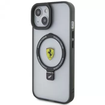Ferrari FEHMP15SUSCAH Capa rígida transparente com anel de suporte para iPhone 15 / 14 / 13 6,1