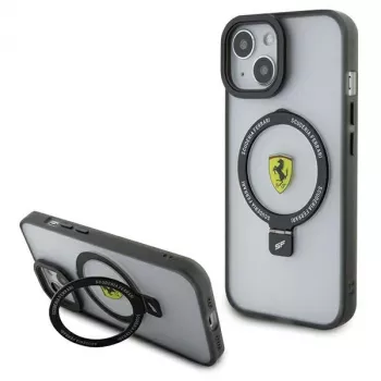 Ferrari FEHMP15MUSCAH Capa rígida transparente com anel de suporte para iPhone 15 Plus / 14 Plus 6,7