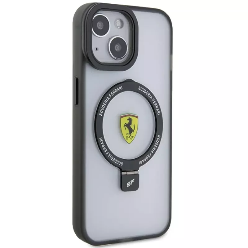 Ferrari FEHMP15MUSCAH Capa rígida transparente com anel de suporte para iPhone 15 Plus / 14 Plus 6,7