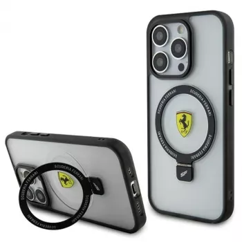 Ferrari FEHMP15LUSCAH Capa rígida transparente com anel de suporte para iPhone 15 Pro 6,1