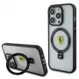 Ferrari FEHMP15LUSCAH Capa rígida transparente com anel de suporte para iPhone 15 Pro 6,1