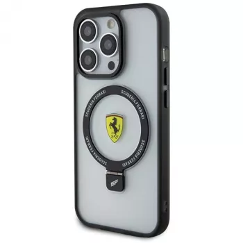 Ferrari FEHMP15LUSCAH Capa rígida transparente com anel de suporte para iPhone 15 Pro 6,1