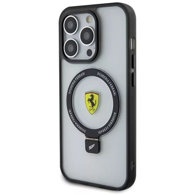 Ferrari FEHMP15LUSCAH Capa rígida transparente com anel de suporte para iPhone 15 Pro 6,1