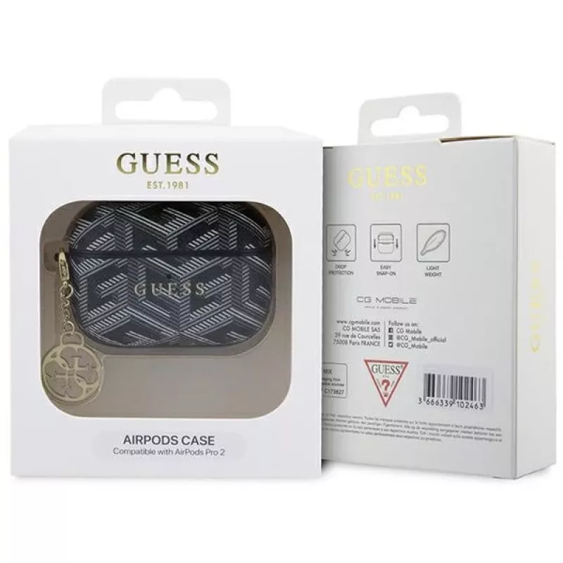 Guess GUAP2PGCE4CK Capa preta GCube Charm para AirPods Pro 2 (2022/2023)