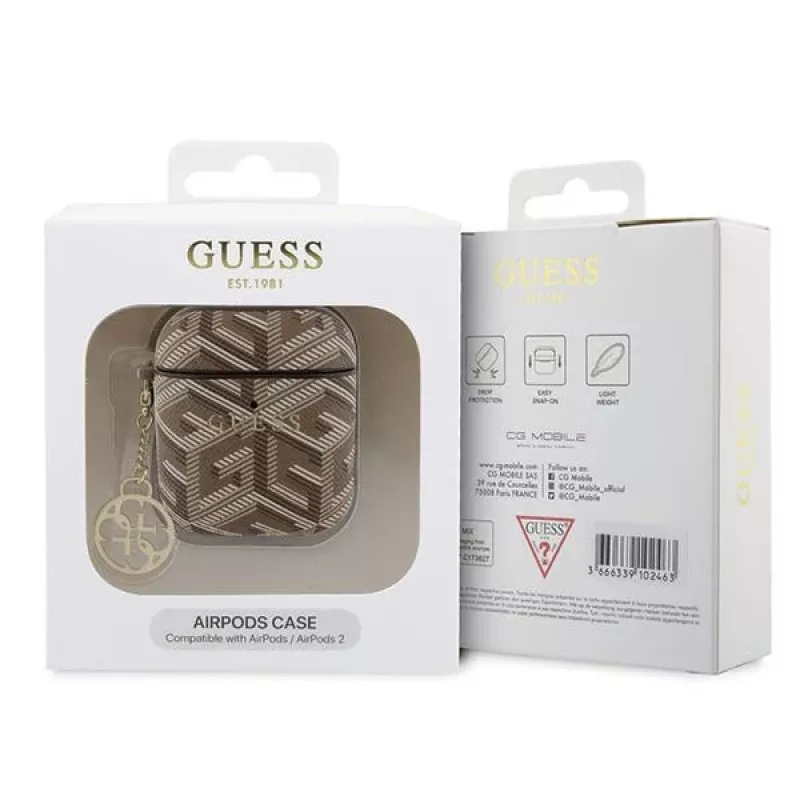 Guess GUA2PGCE4CW Capa castanha GCube Charm para AirPods 1/2