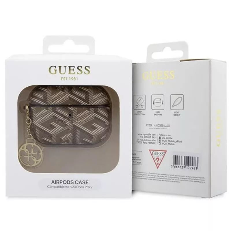 Guess GUAP2PGCE4CW Capa castanha GCube Charm para AirPods Pro 2 (2022/2023)