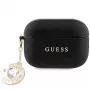 Guess GUAP2PGEHCDK Capa preta com coração de glitter e pingente de diamante para AirPods Pro 2 (2022/2023)