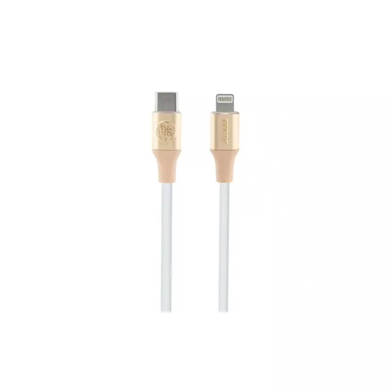 Guess GUCLLALRGDD Cabo USB-C para Lightning 1,5 m carregamento rápido dourado claro com logótipo gravado
