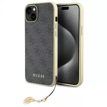 Guess GUHCP15MGF4GGR Capa rígida cinzenta 4G Charms Collection para iPhone 15 Plus/14 Plus 6,7