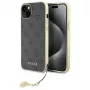 Guess GUHCP15MGF4GGR Capa rígida cinzenta 4G Charms Collection para iPhone 15 Plus/14 Plus 6,7