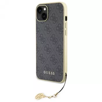 Guess GUHCP15MGF4GGR Capa rígida cinzenta 4G Charms Collection para iPhone 15 Plus/14 Plus 6,7