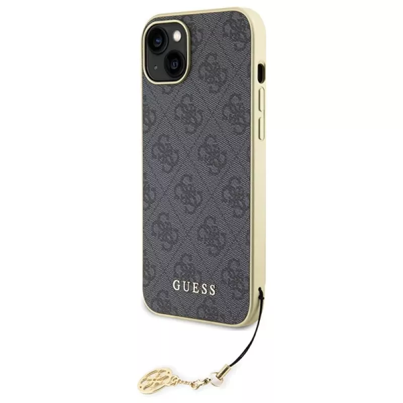 Guess GUHCP15MGF4GGR Capa rígida cinzenta 4G Charms Collection para iPhone 15 Plus/14 Plus 6,7