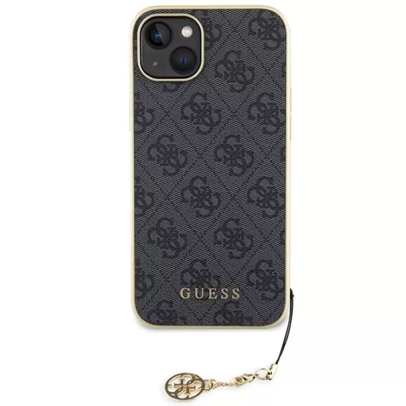 Guess GUHCP15MGF4GGR Capa rígida cinzenta 4G Charms Collection para iPhone 15 Plus/14 Plus 6,7