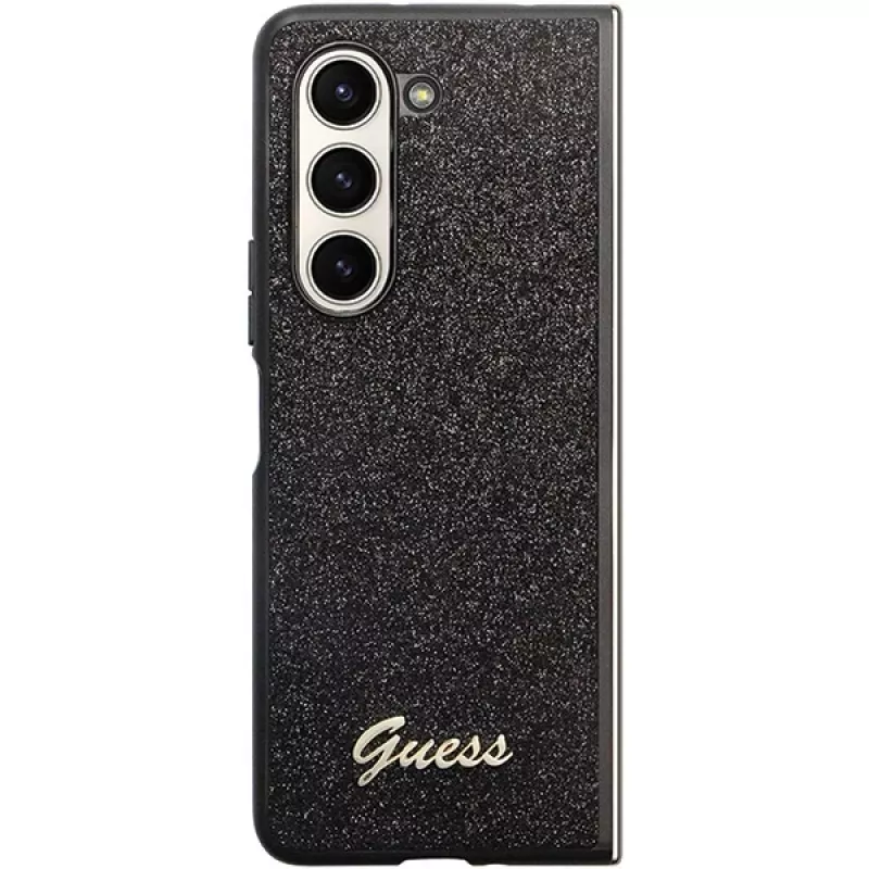 Guess Capa rígida Glitter Script F946 para Samsung Galaxy Z Fold5, preta