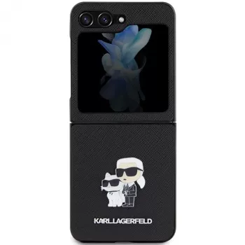 Karl Lagerfeld Capa rígida com pin Karl & Choupette Saffiano para Samsung Galaxy Z Flip5, preta