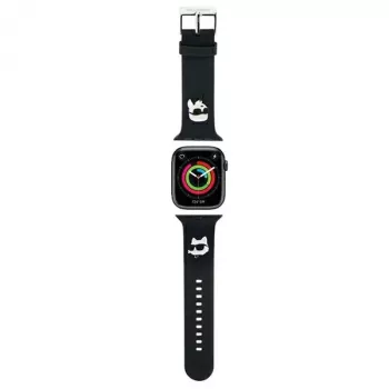 Karl Lagerfeld Bracelete de silicone 3D com cabeças Karl & Choupette NFT para Apple Watch 38/40/41mm preta