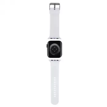 Karl Lagerfeld Bracelete KLAWMSLKCNH branca de silicone 3D com cabeças Karl & Choupette para Apple Watch 38/40/41mm